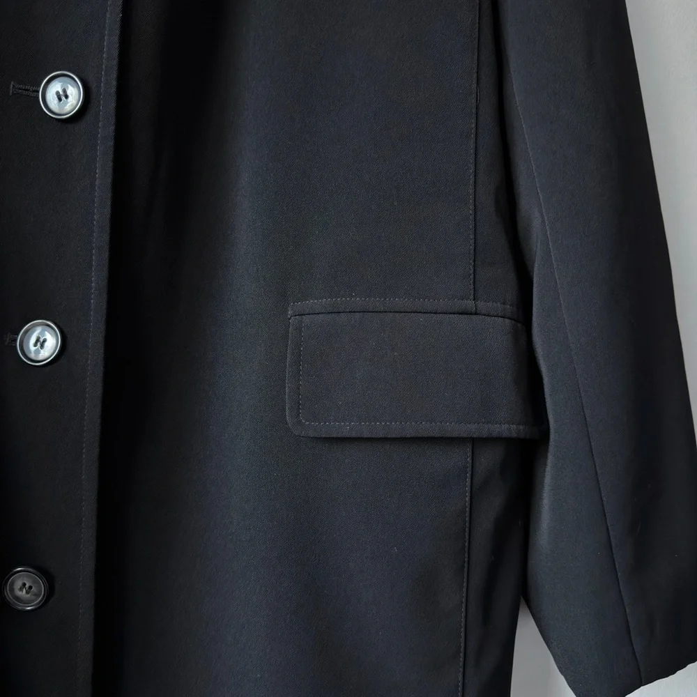 Classic Black‎ Women's Button Down Coat - Picture 3 of 4